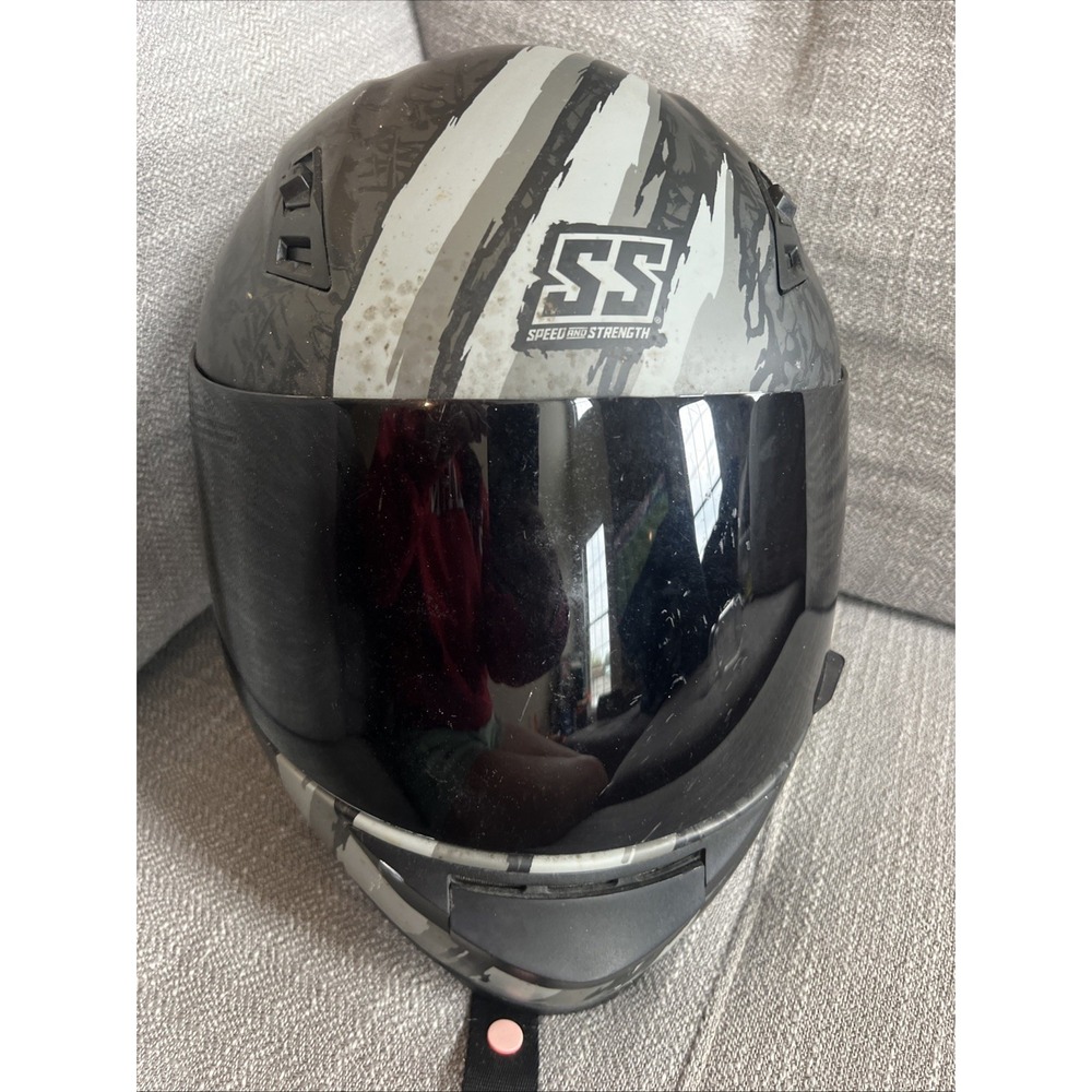 Speed And Strength SS700 Helmet - Black/Gray War Path Skulls Large Preowned